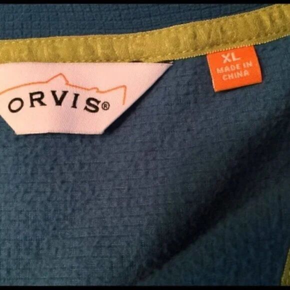Orvis Women's 1/4 Zip Teal Microgrid Fleece Jacket w/Lime Green Trim size XL - Picture 3 of 7